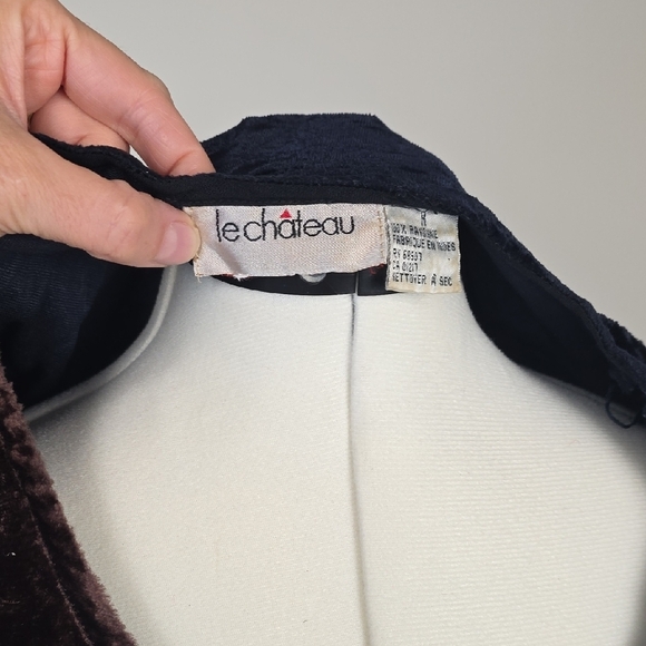 Le Château Vintage 90s Patchwork Velvet Long Sleeve Top – Size M - Picture 6 of 7